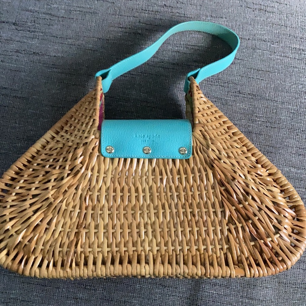 HTF Kate Spade wicker leather XL Bag - Picture 3 of 9